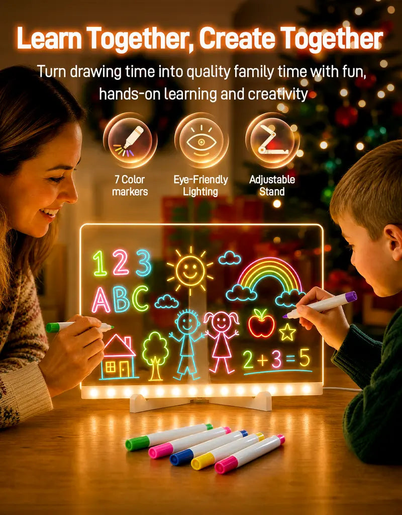 LED Light-Up Drawing Board for Kids – Reusable Acrylic Doodle & Tracing Board
