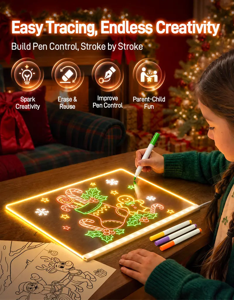 LED Light-Up Drawing Board for Kids – Reusable Acrylic Doodle & Tracing Board