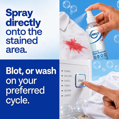 Miracle Stain Remover Spray - Powerful All-In-One Laundry Pretreat & Fabric Stain Remover | Ultra-Effective, Fast-Acting Tough Stain Eliminator for Clothes, Carpet, Upholstery & Pets | Non-Toxic, No Bleach